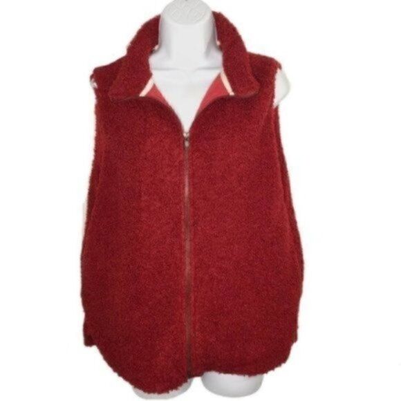 Umgee Teddy Vest Zipper Dark Red M - Picture 1 of 11